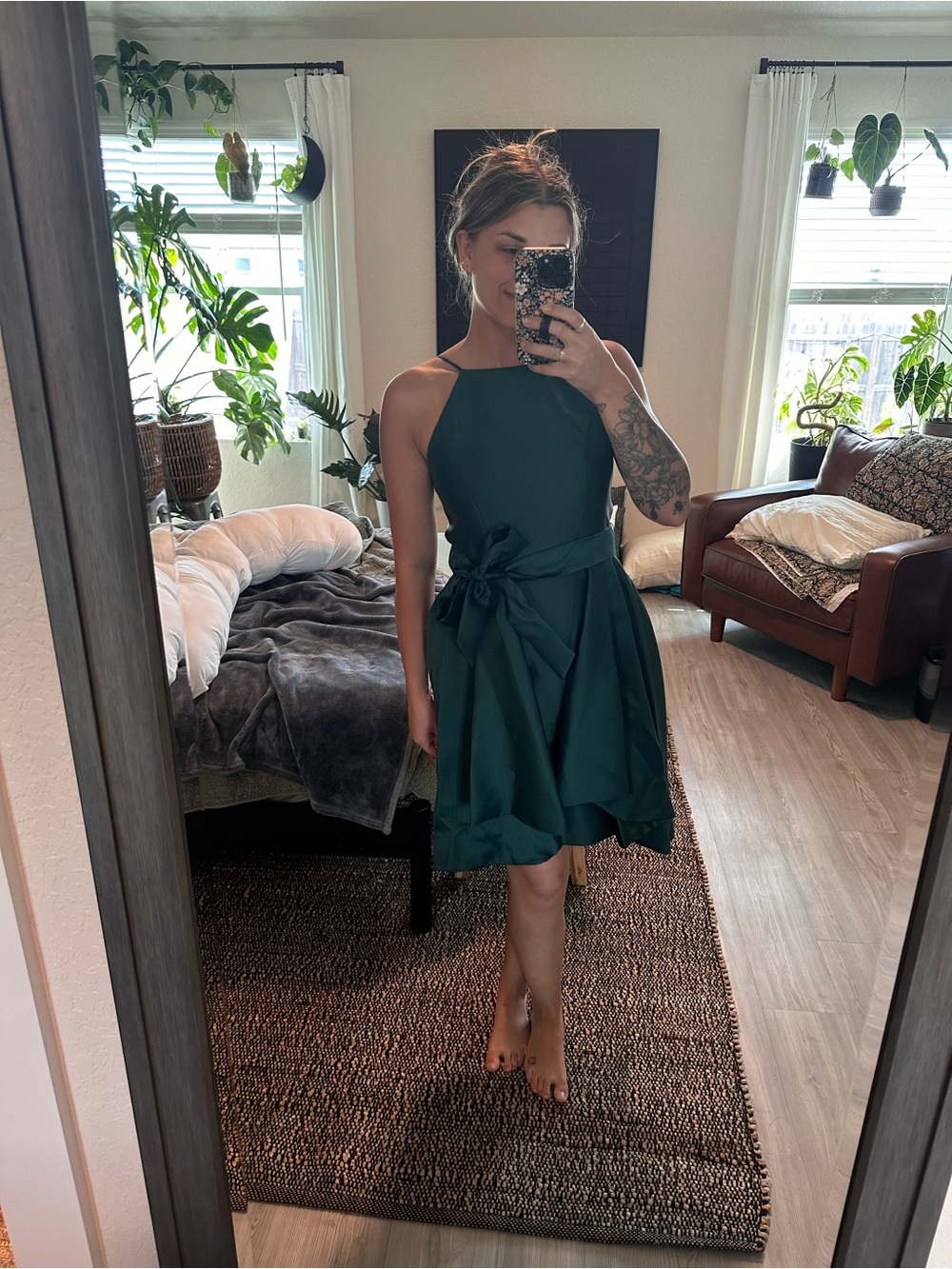 Emerald halter dress
